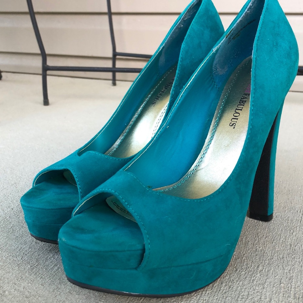 Blue/green high heels